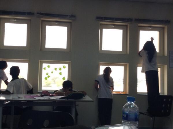 DISDallison's tweet photo. Year 7 making up revision question for each other on the windows! #funrevision @DIS_Dubai @DIS_LETS @DIS_maths http://t.co/Syl8CeJ8Ju