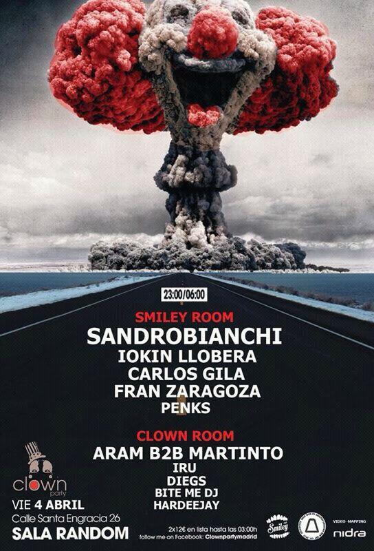 No te pierdas mañana la Clown Party en la Sala Random con Sandro Bianchi y Iokin Llobera entre otros! <a href="/FiestaClown/">Clown_Party</a>
