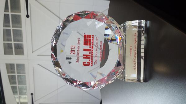 ASAPDoors's tweet image. @ASAPDoors receives @chiohd Ruby Distributor Award for exceptional sales and customer service.