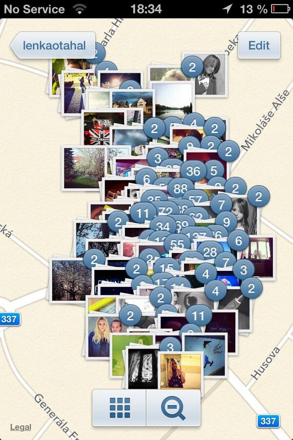 LenkaOtahal's tweet photo. Takhle nějak mám přemnožený instagram na mapě :'D #Instaholik #InstagramAddicted http://t.co/2QDa9GRgKr