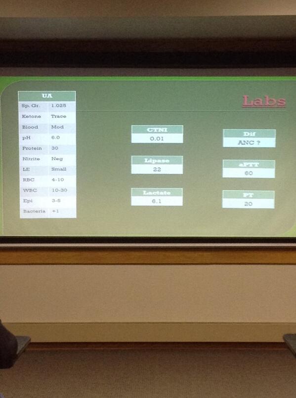 JoeLex5's tweet image. #emconf @TempleEM #casecon Curioser and curioser.  WBC = 89k.  Staggering.  Hgb = 6.