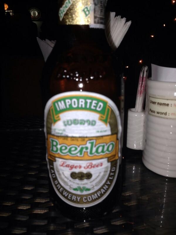 Phad krapaow Gai n beer Lao for my last meal in BKK yeah Boi