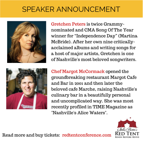 Chef Margot of <a href="/MargotCafe/">Margot Cafe & Bar</a> and super songstress <a href="/gretchenpeters/">Gretchen Peters</a> added to conference speaker lineup