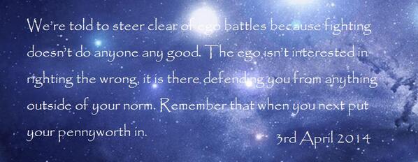 AmyTherapist's tweet photo. Today's thought is about the ego, don't let it steer your actions! http://t.co/HBcou9yahb