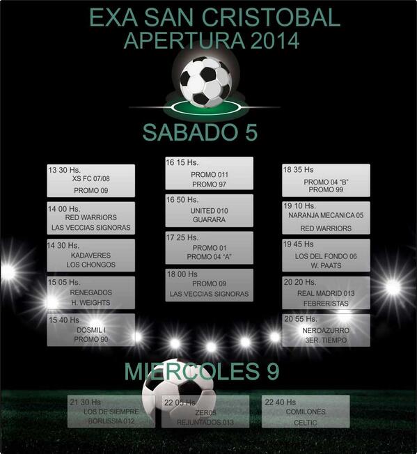 EXASanCristobal's tweet photo. Fixture Fecha 5 http://t.co/9LlOl5wdyZ