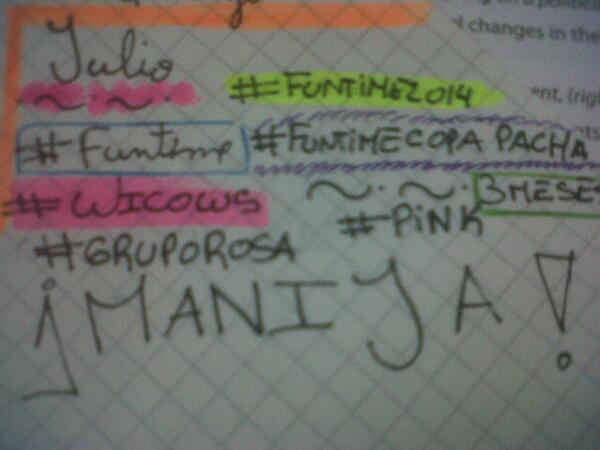 Caamilaci's tweet image. Manija #Funtime #Funtime2014 #FuntimeCopaPacha #wicows #GrupoRosa #Pink #JULIO #3 #meses