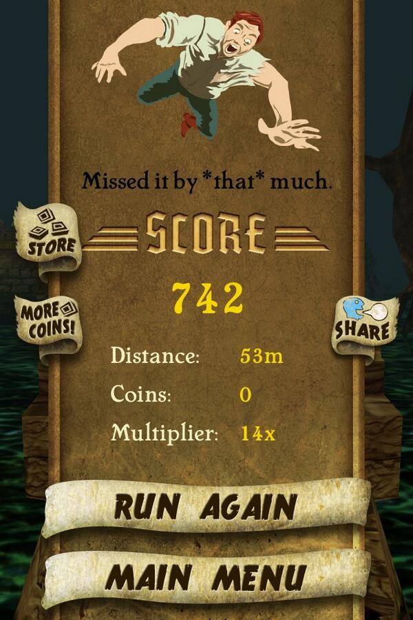 YaredNegash's tweet photo. I got 742 points while escaping from demon monkeys. Beat that! http://t.co/lCZ00ZYfnk #TempleRunct http://t.co/mzFjDikSU1