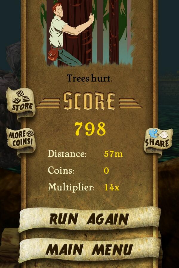YaredNegash's tweet photo. I got 798 points while escaping from demon monkeys. Beat that! http://t.co/y3EXtsjBi9 #TempleRun http://t.co/hQd9yKTMOk