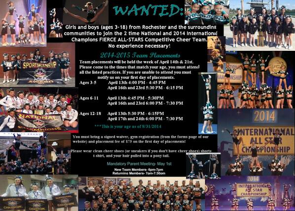 Team Placements Start April 13th!!! Season 5- Another Championship Season!!!