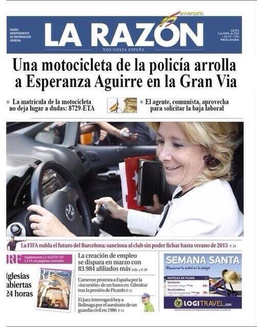 Esperanza aguirre arrolla a la moto de un agente de movilidad y se da a la fuga BkU2pL9CMAAI0WB