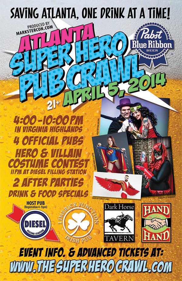 ConTourage's tweet image. Saturday's @DieselAtlanta SUPER HERO PUB CRAWL made @AtlantaMagazine's WHAT TO DO, read it at: bit.ly/1eeBFLQ