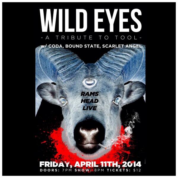 DTBaltEvents's tweet image. RT @wildeyestribute: #baltimore #toolfans come see us @RamsHeadLive on 4/11 - only $12 - see you there!!!