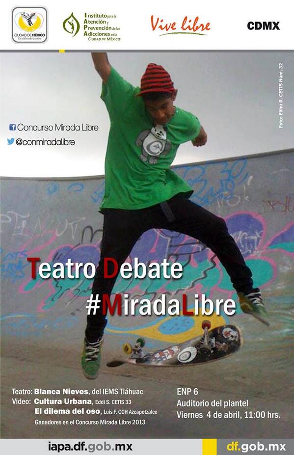 RallyVidaLibre's tweet image. Hola seguidorxs viernes 4 de abril 11:00 am #TeatroyVideoDebate, Prepa 6 #‎MiradaLibre Saludos  #RallyVidaLibre