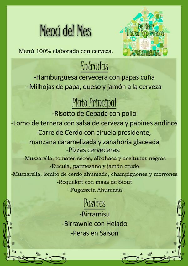 #Thebeerhouseexperience menú del mes!
Jueves, Viernes y Sabados con reserva previa