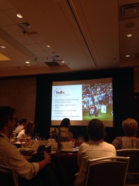 FedExChamp's tweet photo. Great to see the #FESJC highlighted at the #sjsummit over $28 million raised for @StJude http://t.co/STfcvZPROY