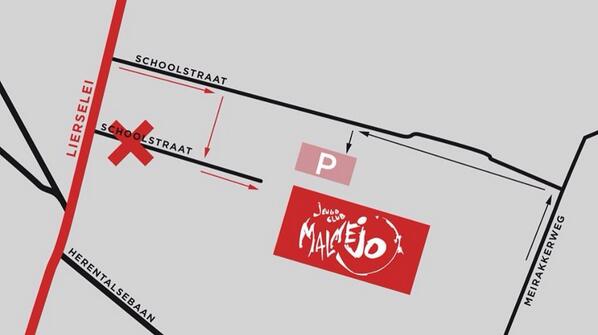 Hoofdweg naar JK Malmejo afgesloten! Fietsers volg de rode pijlen, auto's volgen de zwarte! jkmalmejo.be