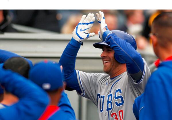 SportsCenter's tweet photo. CUBS WIN!. Chicago gets first victory of the year beating Pittsburgh, 3-2. 3B Mike Olt hits first career HR. http://t.co/yABA4IHlXV