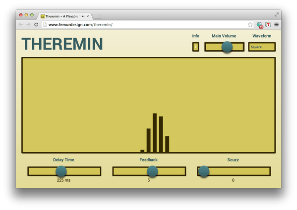QueenslyCrypt's tweet image. A Playable (Web) Theremin—AudioAPI Touch Synthesizer @femurdesign femurdesign.com/theremin/ #Music #Instrument #AudioAPI
