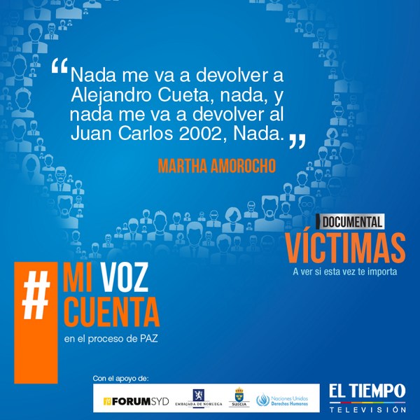 PodcastELTIEMPO's tweet photo. #AlAire Documental Víctimas. Participen usando el HT #MiVozCuenta ¡Acompáñenos! http://t.co/p0ZJSVypzw