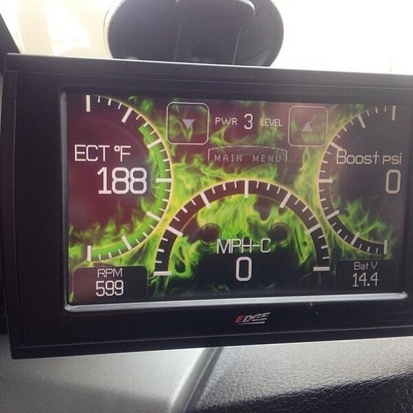 EdgeProducts's tweet photo. @zwade_88 runnin the #EdgeCTS with the green flames! Looks good #EdgeDailyGrind http://t.co/NgeOHh4uOS