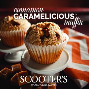 Our famous flavor, with a new twist: cinnamon caramelicious muffin.