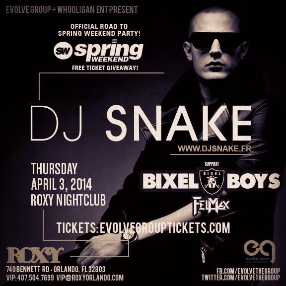 Roxy_Orlando's tweet photo. #djsnake #bixelboys TONIGHT @ #roxyorlando! #evolvegroup #whooliganent #turnfownforwhat? http://t.co/Qantv2Pz4Z