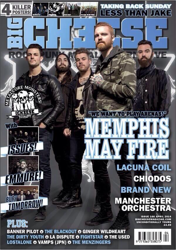 MemphisMayFire's tweet photo. Who's picked up the latest issue of @BigCheeseMag?? In stores now &amp; is digitally available: http://t.co/7woeZJW1sL http://t.co/3pYr2P5Vp3