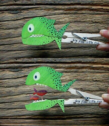 JarradMaxwell's tweet photo. Pinterest has so many cool teaching ideas, check out these peg fish!  #ACUedu_452 http://t.co/IdzqIjnVDu