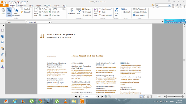 Screenshot of page 101 of 2005 Annual report of FORD FOUNDATION, Grants section. See the name KABIR? cc @Swamy39 