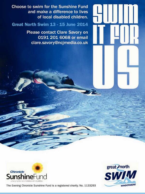 Sunshine_Fund's tweet photo. @VelocityNewcast We hav limited places available in #greatnorthswim #1mile Sign up today! &amp; support #disabledchildren http://t.co/gZfTmwLDet