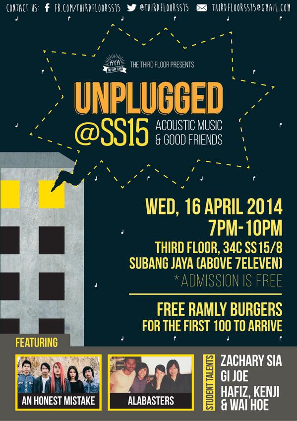 ThirdFloorSS15's tweet photo. Unplugged is back... at SS15! Join us for a night of good acoustic music &amp; good company :) #UnpluggedSS15 http://t.co/0MezyRHS2F