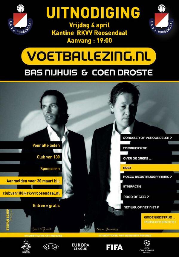 AntoonRoks's tweet photo. Vanavond voetballen in kantine rkvvroosendaal meld je nu nog aan. http://t.co/kAjyBcYujB