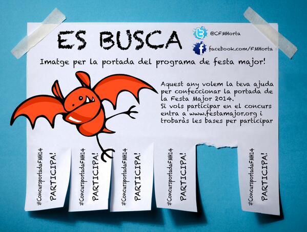 CFMHorta's tweet photo. Ja tenim pàgina de #fb https://t.co/8MsGfZVNZe i hem obert un concurs per fer la portada del programa de Festa Major http://t.co/bvuyPZZWMa