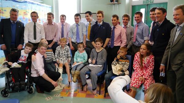 AlderHey's tweet photo. Amazing visit from the Grand National jockeys! Huge thanks to @Channel4Racing &amp; our patrons @apmccoy &amp; @mickfitzg http://t.co/Cp66kmKsO0