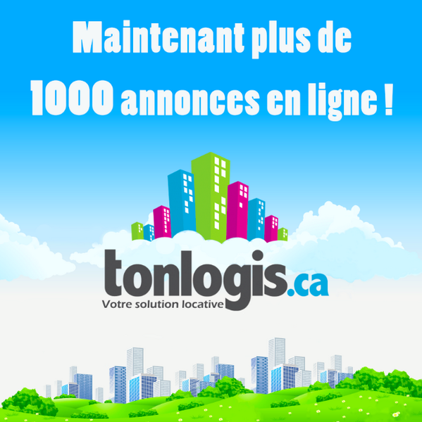 TonLogis's tweet photo. Maintenant plus de #1000 #annonces en #ligne sur #tonlogis.ca !  #Merci ! http://t.co/Ajdgndjkhl