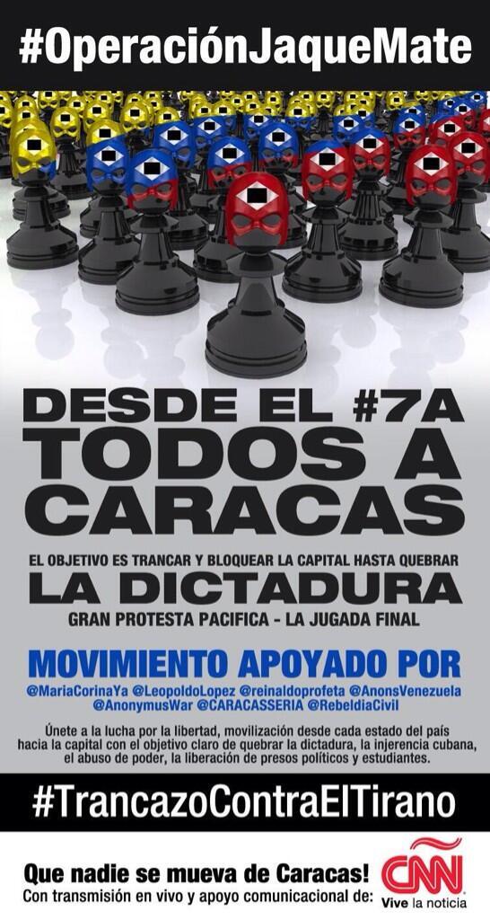 #OperacionJaqueMate #TrancazoContraElTirano AMIGOS TODOS TENEMOS QUE DIFUNDIR ESTA OPERACION DESDE YA..EL 7A PA CCAS