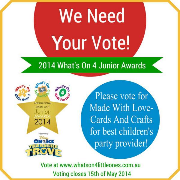 Would love for you to vote for me please: children's party supplies whatson4littleones.com.au/award-voting.a… …