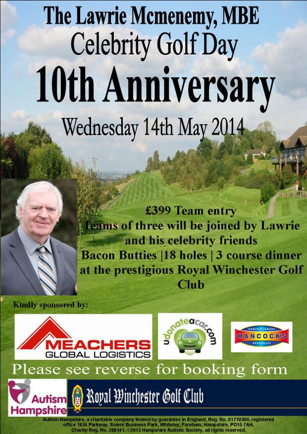 Last few team places @ Lawrie McMenemy Celebrity Golf Day <a href="/RoyalWinchGolf/">Royal Winchester</a> 14 May, to book call 01489 880 881 ext. 204