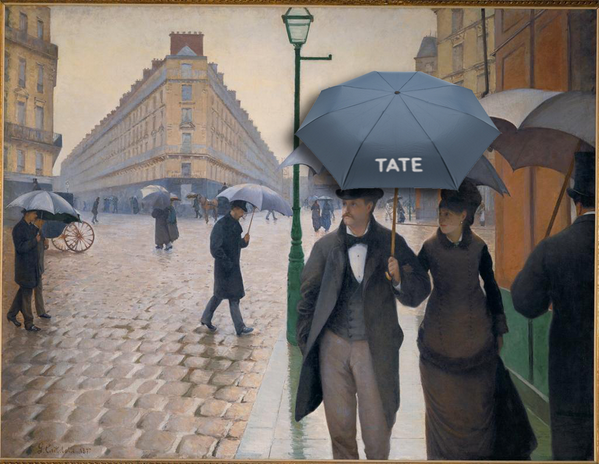 TateNiceness's tweet photo. The sun is having a duvet day under the fluffy clouds this weekend so put your tate brolly in your tote! #TateWeather http://t.co/kwKnBRIa0k