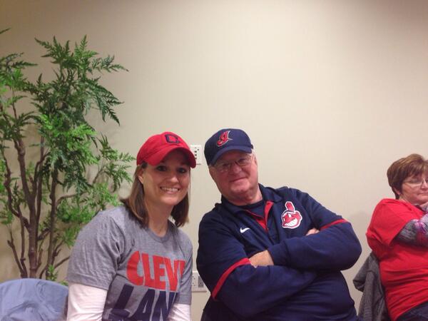 DadAber's tweet photo. Selfie (assisted) with @EricaAber at the PD forum on the @Indians. http://t.co/LuQOIXJAxy
