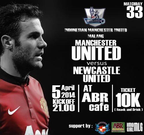 indomanutd_mlg's tweet photo. [NONBAR BPL] @indomanutd_mlg | #NUFC vs #MUFC | Besok, jam 20.30wib | @AbRcafe Jl. Bendungan Sutami | HTM : 10k. http://t.co/Qb59EF4i0u