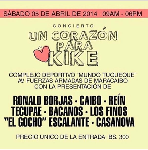 Buenos días! Colaboremos con esta buena causa, Un corazon para kike! Te esperamos!!