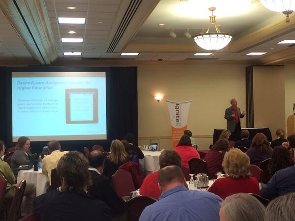 Shotwell's tweet image. .@barrydahl speaking about @Desire2Learn innovations and LE 10.3 at the 2014 #IgniteMN conference. #D2L #Ignite