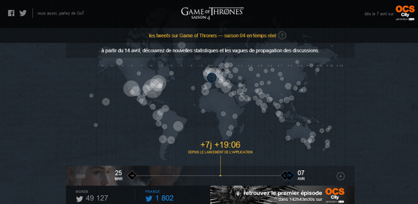 cineplus_ocs's tweet photo. Observez en temps réel les tweets sur #GoT à travers le monde ! Trouvez le votre ! #AVPGOT http://t.co/sWS5pTvkXX http://t.co/WOf215hY4T