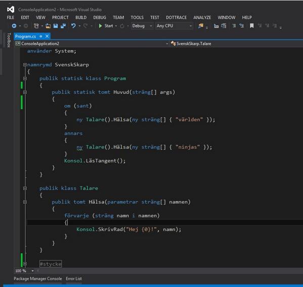 csainty's tweet image. Here we have it folks, SvenskSkarp powered by #Roslyn. Add some Swedish goodness to your code. @tretton37 #knowabunga