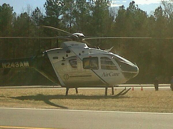 Medic25Fire's tweet image. Air care on scene of motorcycle accident earlier
