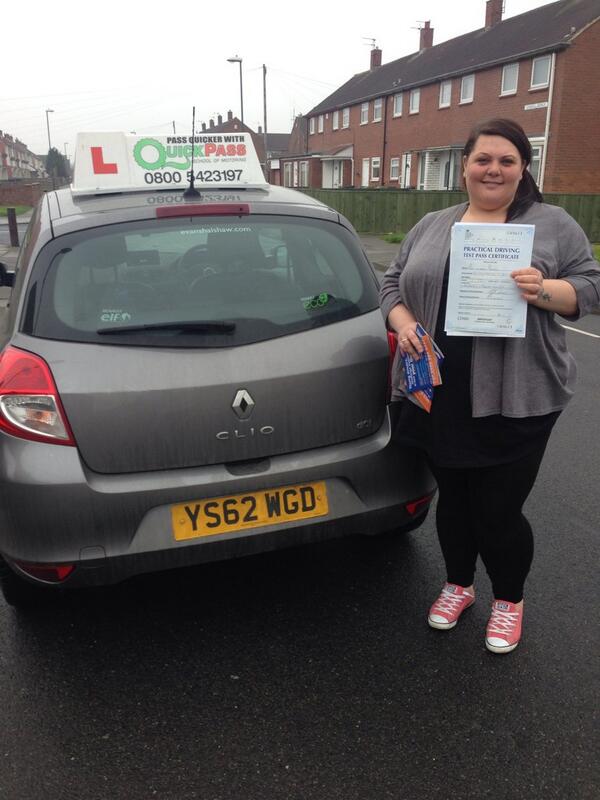 quickpass2010's tweet image. Well done Lesley Thoburn PASSED today,only 4 minor marks#driving lessons#washington #south shields