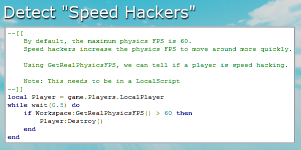 Roblox Dev Tips On Twitter Speed Hackers Begone Use - physics fps roblox