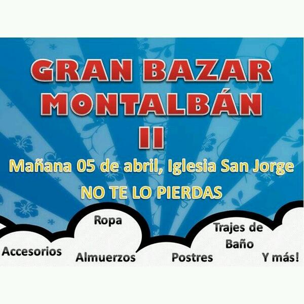 munucba_ucab's tweet photo. Nos vemos mañana en el Gran Bazar Montalban http://t.co/s5QdTVfBrv