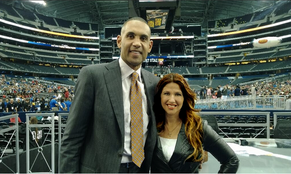 Rachel__Nichols's tweet photo. So much fun! RT ‏@realgranthill33 Enjoyed hanging out with my buddy Rachel Nichols on set at the Final Four #DMVsBest http://t.co/C02falTdk8